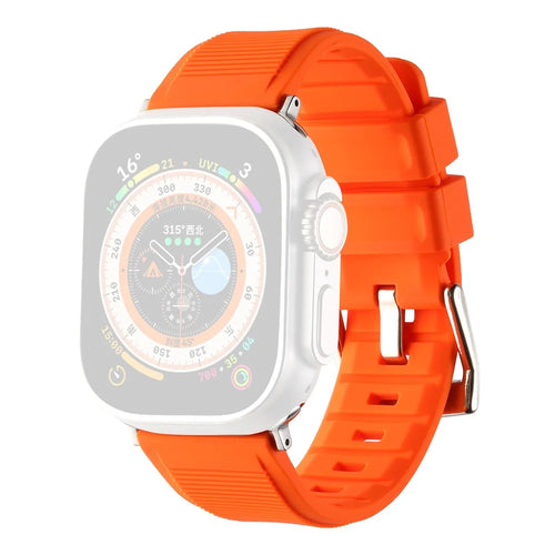 Watch Strap for Apple Watch Series 11 10 42mm / 9 8 7 41mm / SE3 SE2 SE 6 5 4 40mm / 3 2 1 38mm Silicone Dual Loop Watch Band - Orange - 1