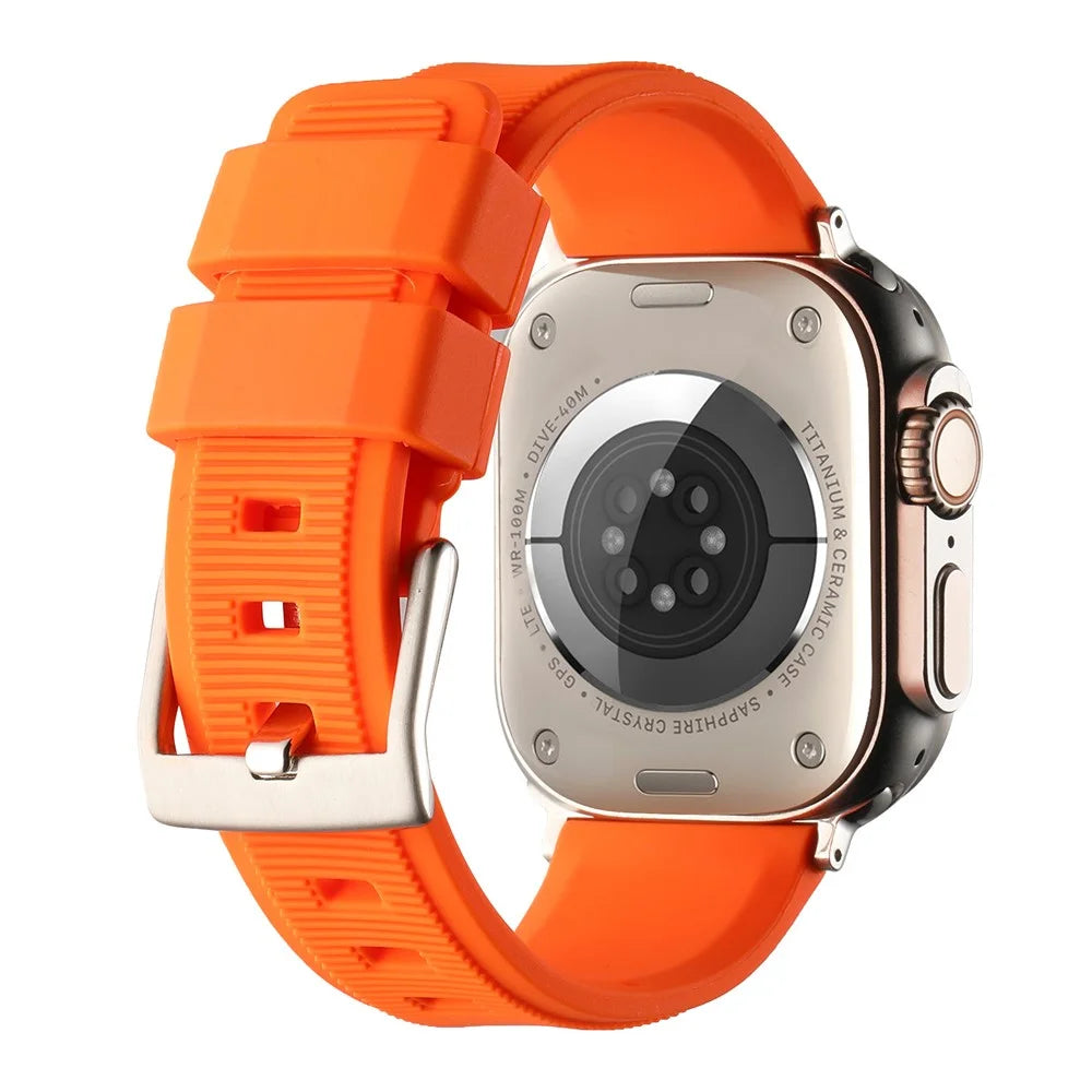 Watch Strap for Apple Watch Series 11 10 42mm / 9 8 7 41mm / SE3 SE2 SE 6 5 4 40mm / 3 2 1 38mm Silicone Dual Loop Watch Band - Orange - 3