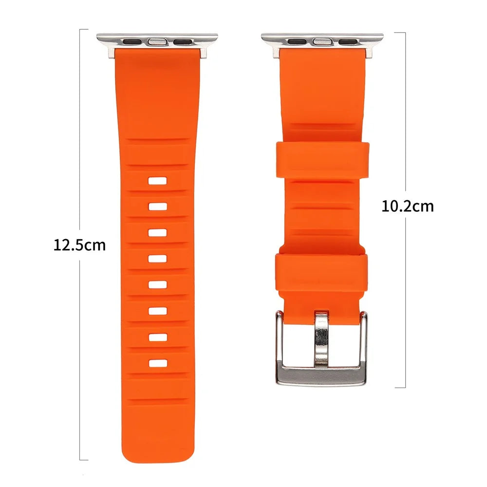 Watch Strap for Apple Watch Series 11 10 42mm / 9 8 7 41mm / SE3 SE2 SE 6 5 4 40mm / 3 2 1 38mm Silicone Dual Loop Watch Band - Orange - 6