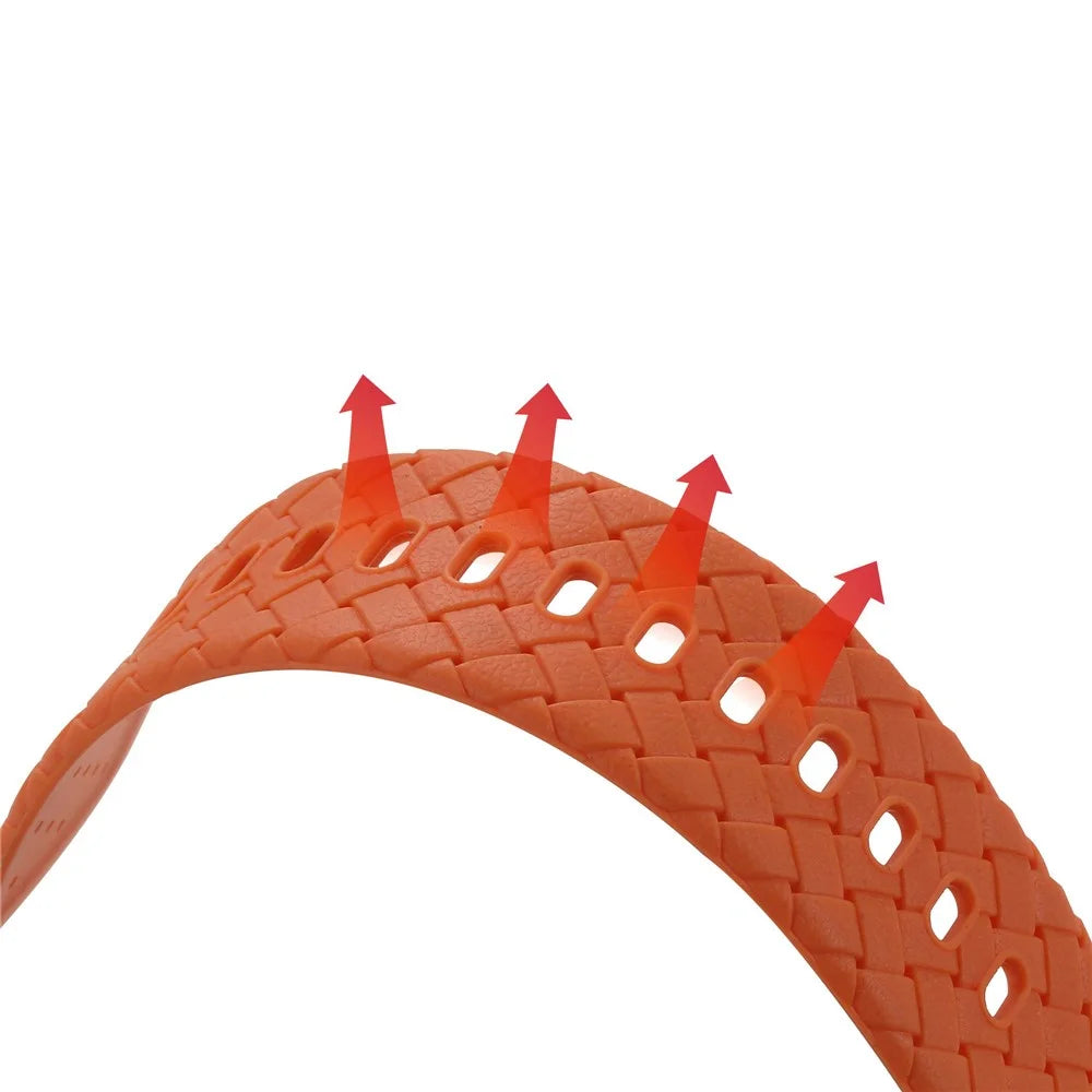 For Apple Watch Series 8  /  7 41mm Woven Texture TPU Wrist Band Integrated Watch Strap with Case - Orange - 4