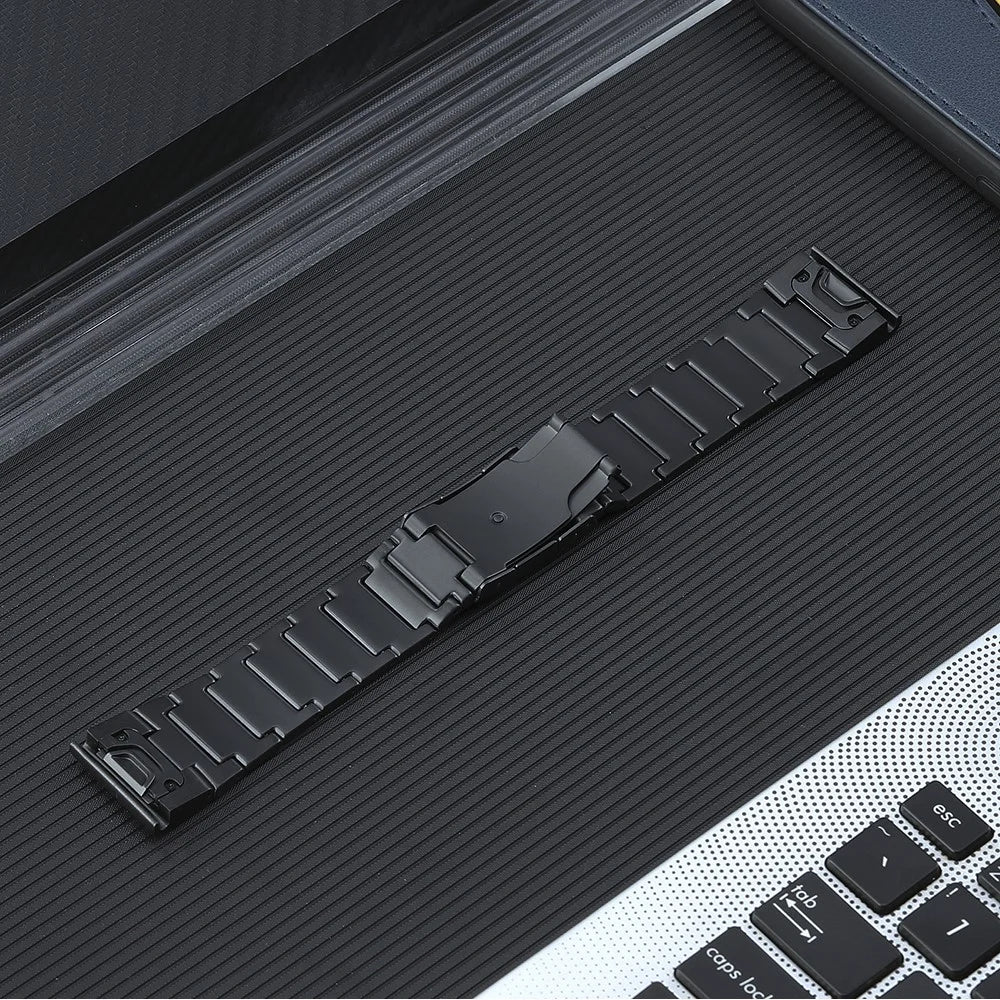 Quick Release Watch Band for Garmin Tactix 7 Pro / Fenix 7X / 6X Pro , 26mm 5 Beads Titanium Steel Watch Strap - Black - 2