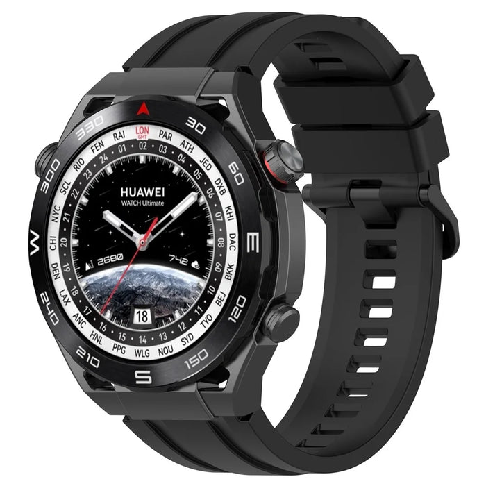 Silicone Watch Bands for Huawei Watch Ultimate , 22mm Replacement Strap Bracelet with Extension Strap - Black - 2