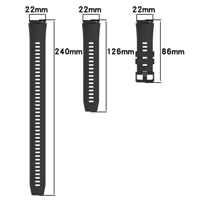 Silicone Watch Bands for Huawei Watch Ultimate , 22mm Replacement Strap Bracelet with Extension Strap - Black - 7