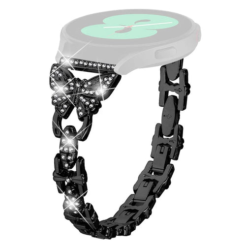 Butterfly Rhinestone Decor Band for Samsung Galaxy Watch Active / Active2 40mm 44mm , Stainless Steel 20mm Watch Strap - Black - 1