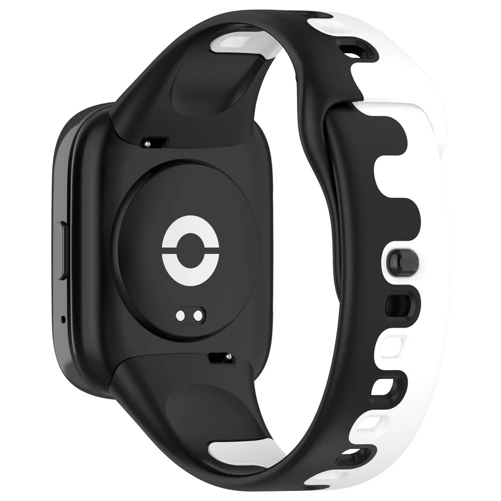 Watch Strap for Xiaomi Redmi Watch 3 Lite / Watch 3 Active Double Color Splicing Replacement Silicone Watchband - Black+White - 1
