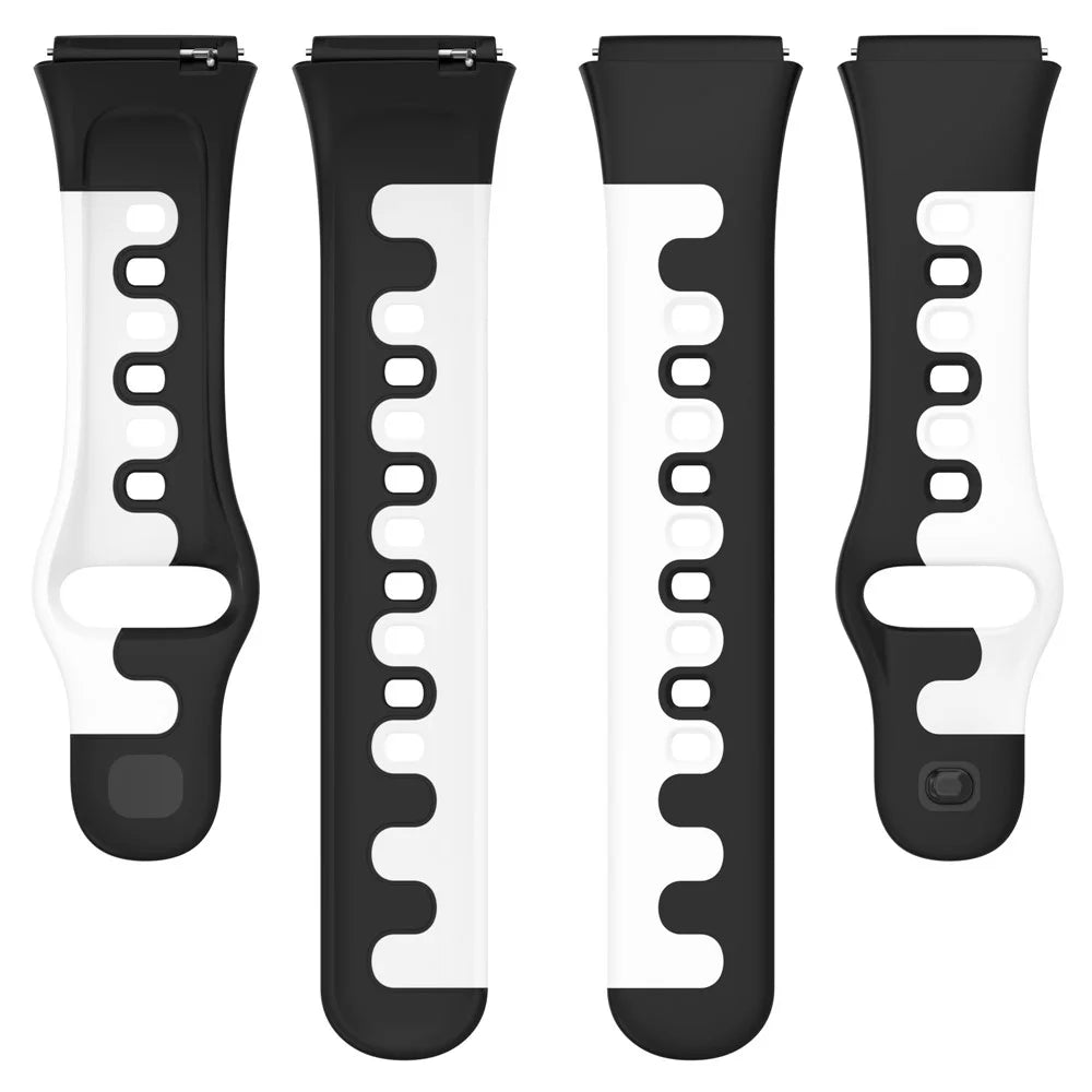 Watch Strap for Xiaomi Redmi Watch 3 Lite / Watch 3 Active Double Color Splicing Replacement Silicone Watchband - Black+White - 5