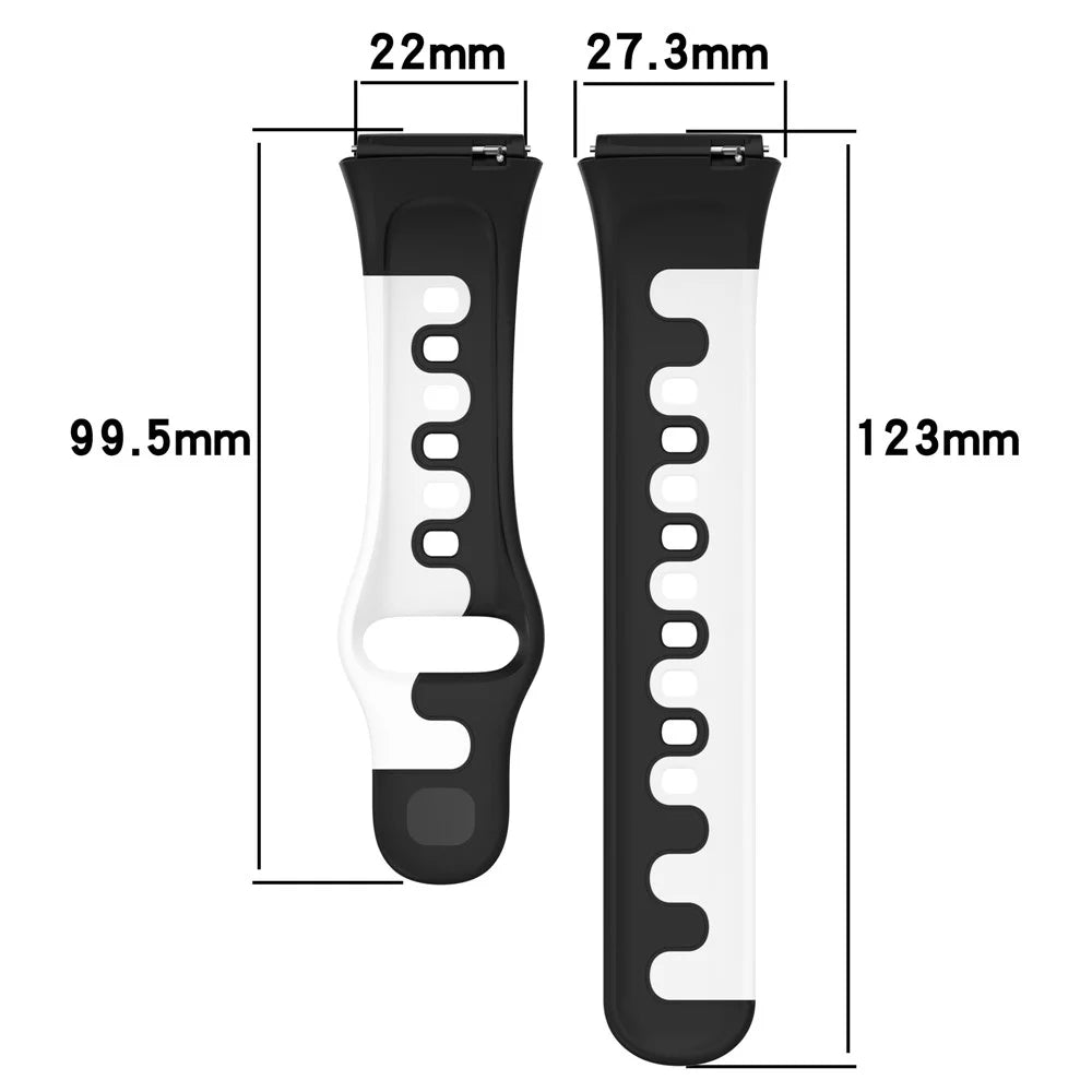 Watch Strap for Xiaomi Redmi Watch 3 Lite / Watch 3 Active Double Color Splicing Replacement Silicone Watchband - Black+White - 6