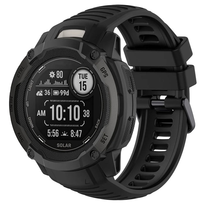 Sports Watch Band for Garmin Instinct 2X , 22mm Replacement Silicone Strap - Black - 4