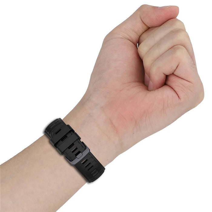 Sports Watch Band for Garmin Instinct 2X , 22mm Replacement Silicone Strap - Black - 6