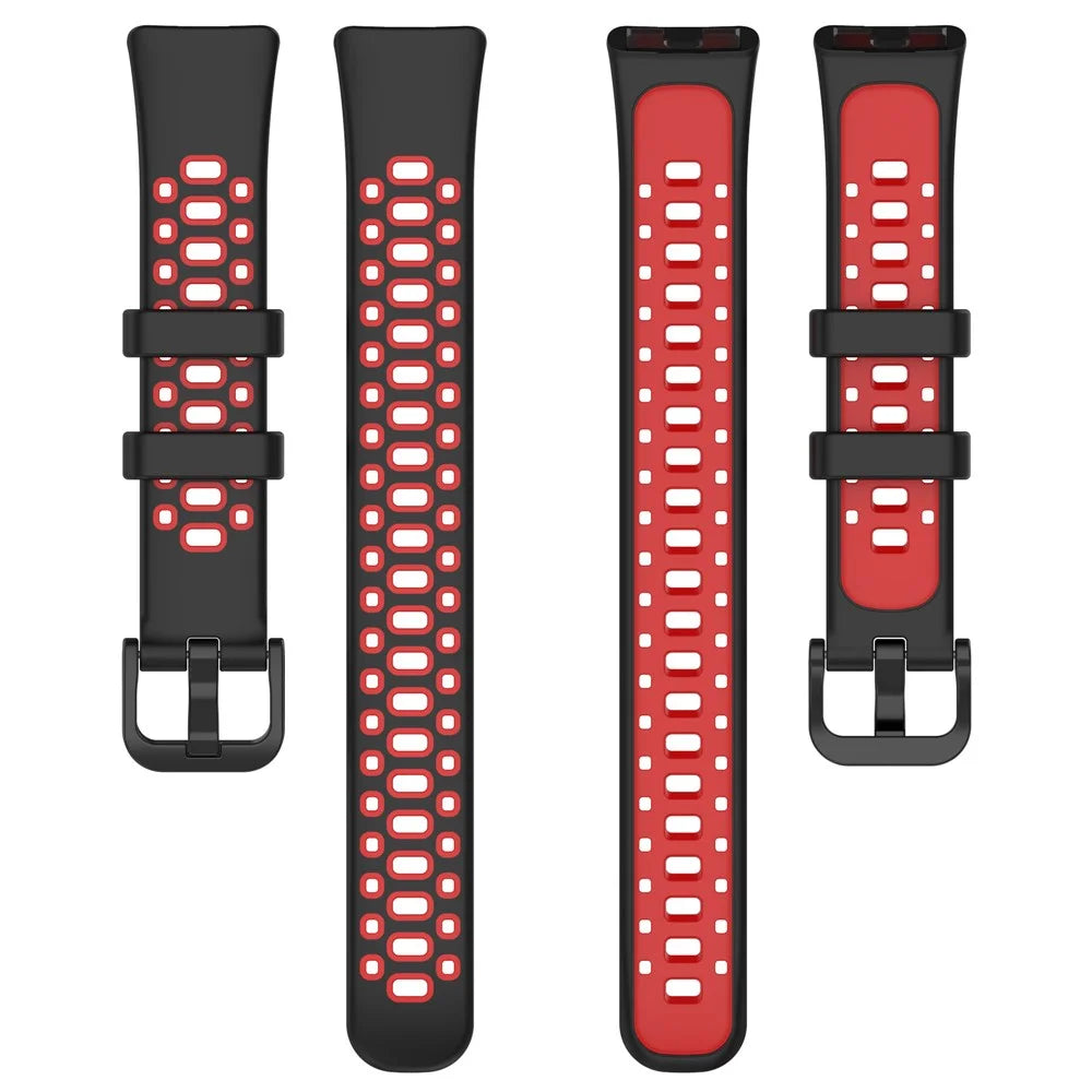 For Huawei Band 10 / Band 10 NFC / Band 9 / Band 9 NFC / Band 8 / Band 8 NFC Silicone Watch Band Replacement Strap - Black+Red - 5