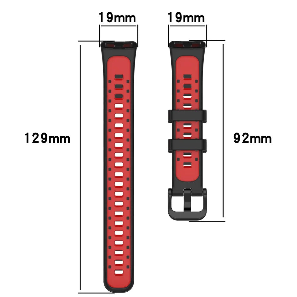 For Huawei Band 10 / Band 10 NFC / Band 9 / Band 9 NFC / Band 8 / Band 8 NFC Silicone Watch Band Replacement Strap - Black+Red - 7