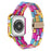 For Apple Watch Series 4 / 5 / 6 / SE / SE (2022) 44mm Replacement Resin Watch Strap Set with Watch Case Cover - Rainbow - 1