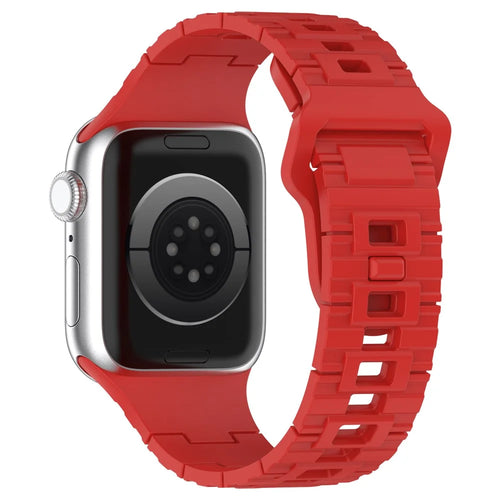 Watch Strap for Apple Watch Series 11 10 42mm / 9 8 7 41mm / SE3 SE2 SE 6 5 4 40mm / 3 2 1 38mm Solid Color Silicone Watch Strap - Red - 1