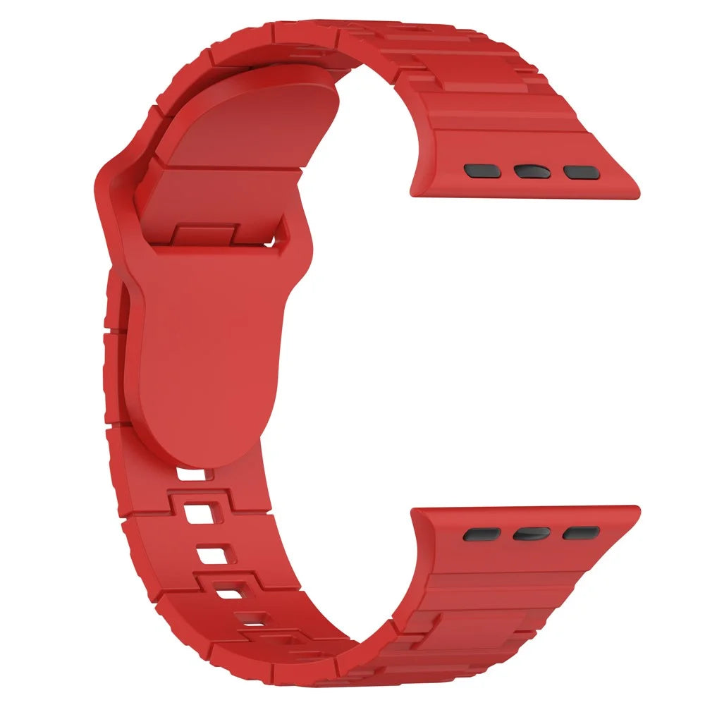 Watch Strap for Apple Watch Series 11 10 42mm / 9 8 7 41mm / SE3 SE2 SE 6 5 4 40mm / 3 2 1 38mm Solid Color Silicone Watch Strap - Red - 3
