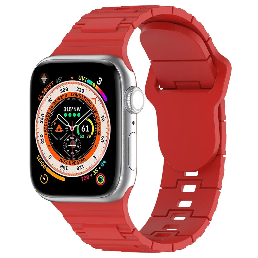 Watch Strap for Apple Watch Series 11 10 42mm / 9 8 7 41mm / SE3 SE2 SE 6 5 4 40mm / 3 2 1 38mm Solid Color Silicone Watch Strap - Red - 4