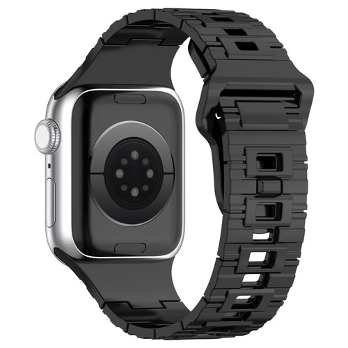 Watch Strap for Apple Watch Series 11 10 42mm / 9 8 7 41mm / SE3 SE2 SE 6 5 4 40mm / 3 2 1 38mm Silicone Electroplating Smartwatch Strap - Titanium Black - 1