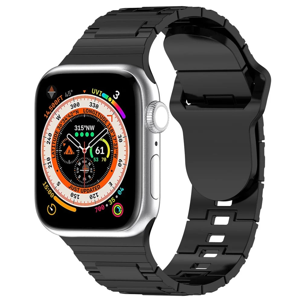 Watch Strap for Apple Watch Series 11 10 42mm / 9 8 7 41mm / SE3 SE2 SE 6 5 4 40mm / 3 2 1 38mm Silicone Electroplating Smartwatch Strap - Titanium Black - 4