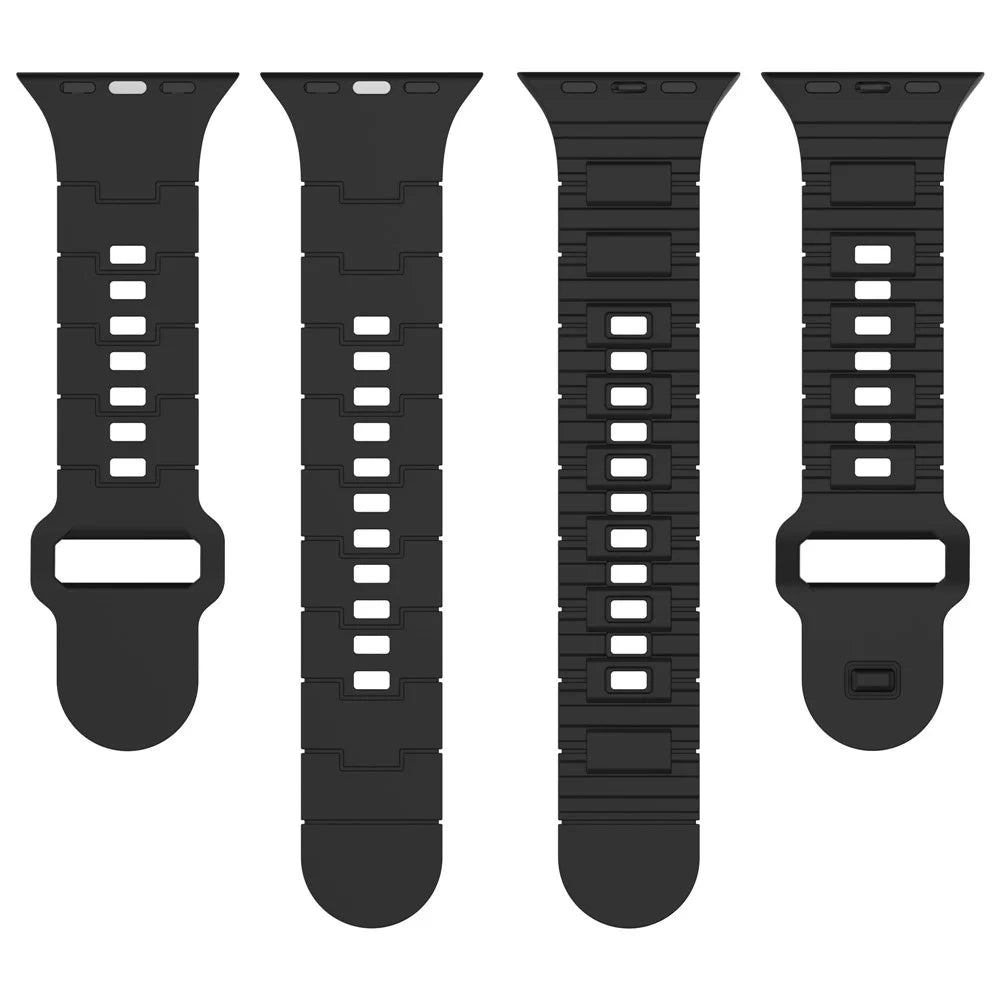 Watch Strap for Apple Watch Series 11 10 42mm / 9 8 7 41mm / SE3 SE2 SE 6 5 4 40mm / 3 2 1 38mm Silicone Electroplating Smartwatch Strap - Titanium Black - 5