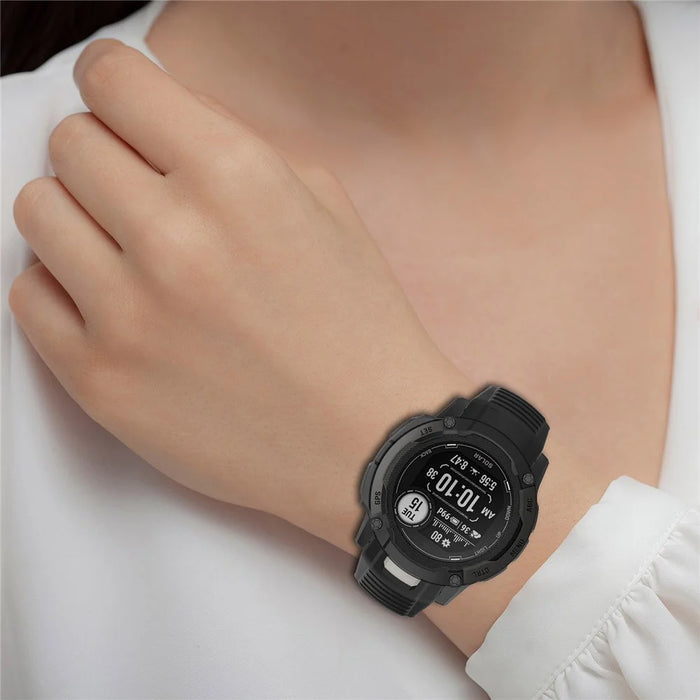 For Garmin Instinct 2X Adjustable Silicone Watch Band Replacement Wrist Strap - Black - 7