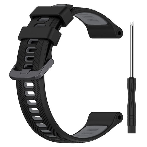 For Garmin Forerunner 965 / 955 / 945 / 935 / 745 Silicone Watch Band Twill Texture Dual Color Wrist Strap - Black+Grey - 1