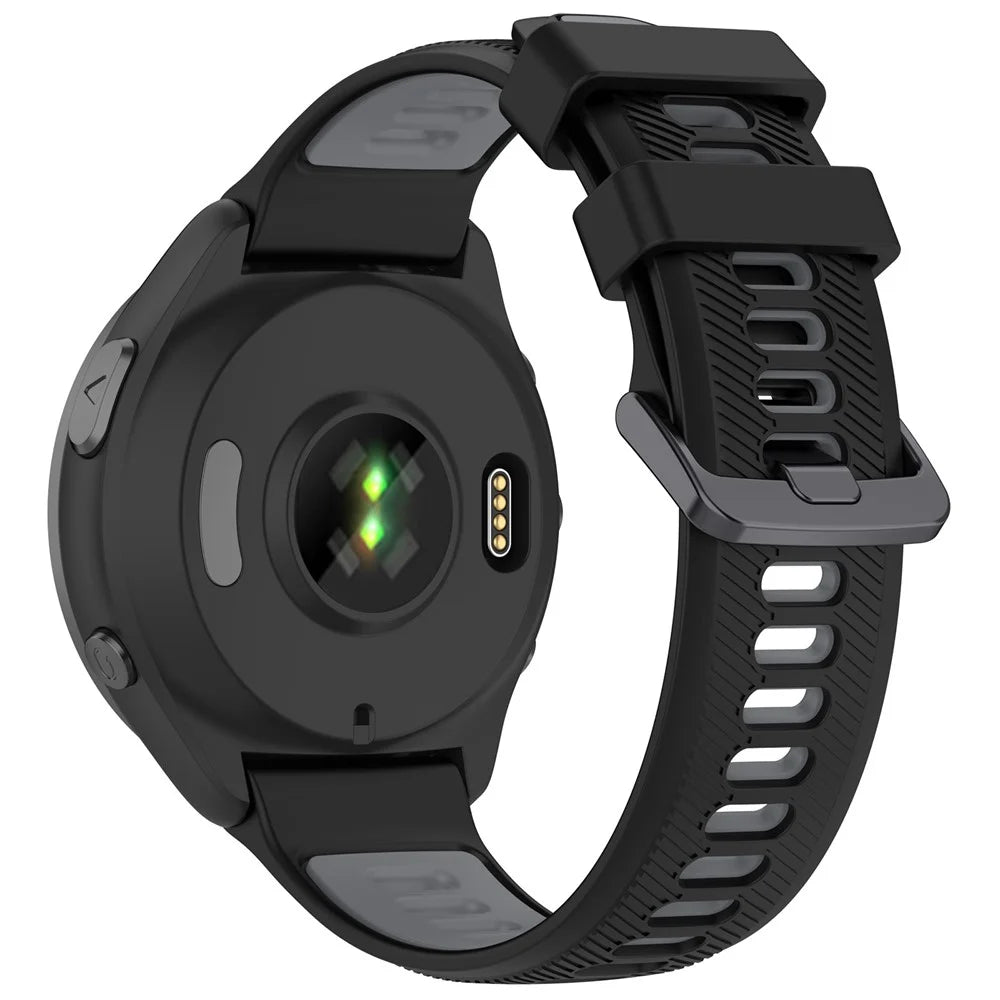 For Garmin Forerunner 965 / 955 / 945 / 935 / 745 Silicone Watch Band Twill Texture Dual Color Wrist Strap - Black+Grey - 4
