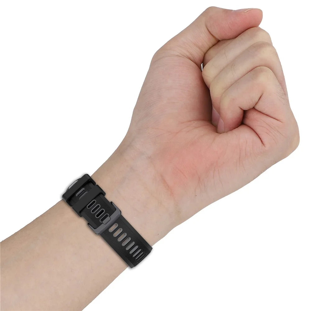 For Garmin Forerunner 965 / 955 / 945 / 935 / 745 Silicone Watch Band Twill Texture Dual Color Wrist Strap - Black+Grey - 6