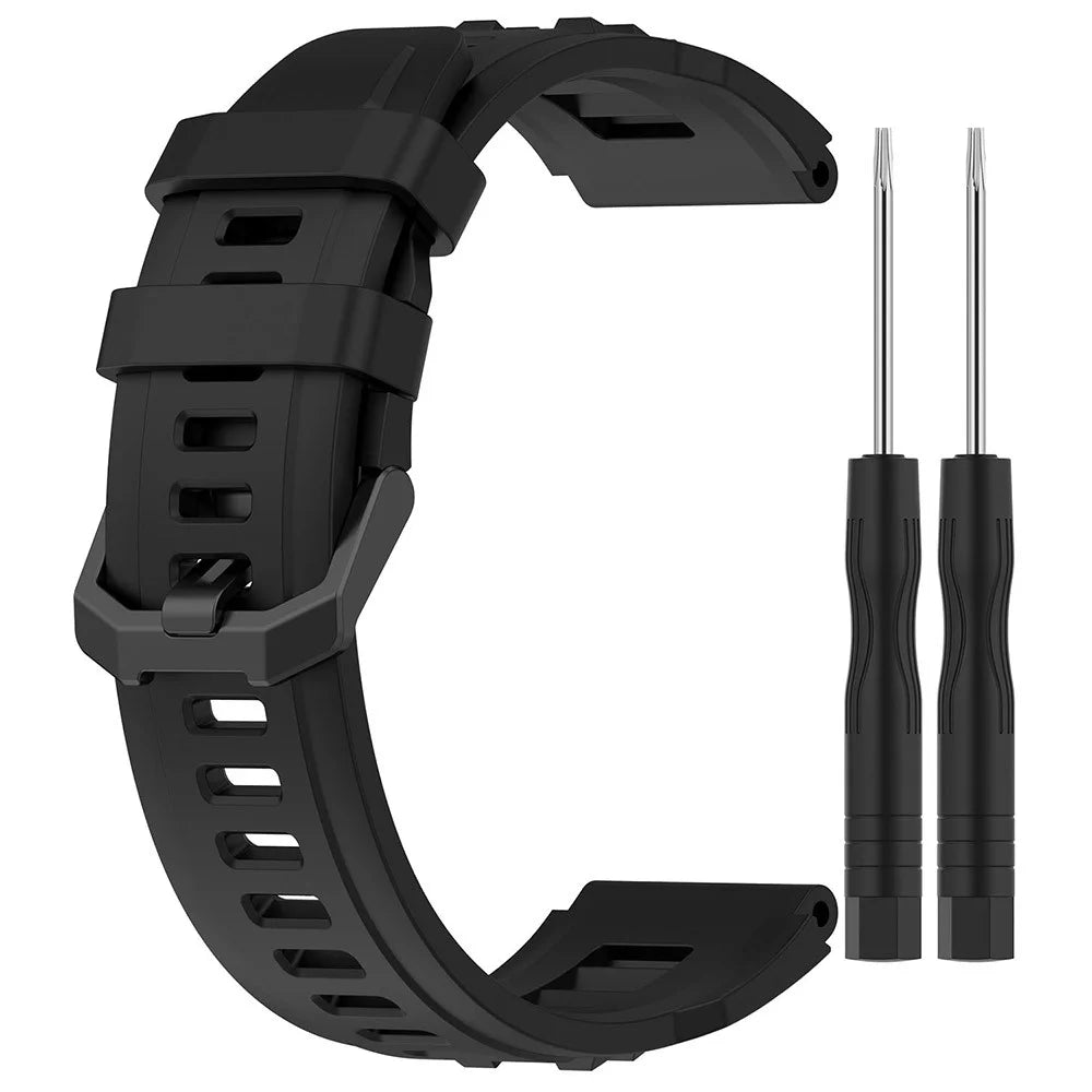 For Huami Amazfit T-rex Ultra A2142 Silicone Watch Strap Adjustable Wrist Band - Black - 1
