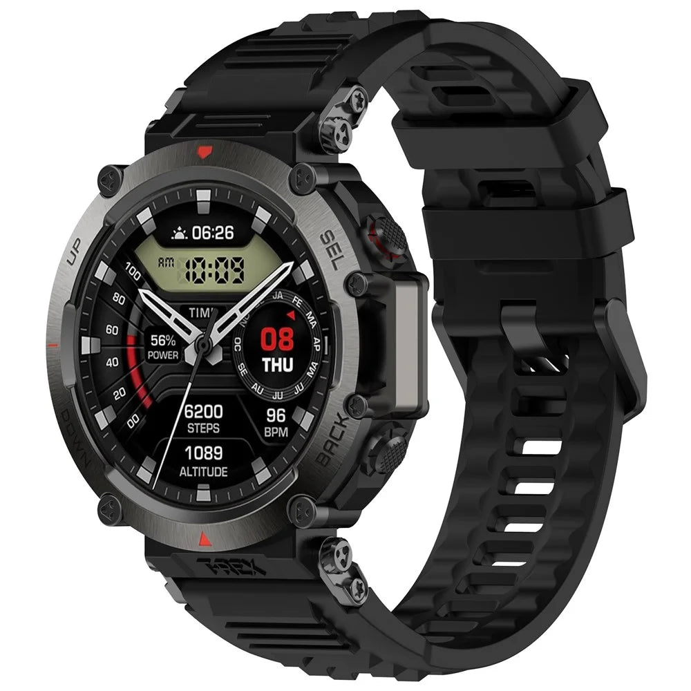 For Huami Amazfit T-rex Ultra A2142 Silicone Watch Strap Adjustable Wrist Band - Black - 4