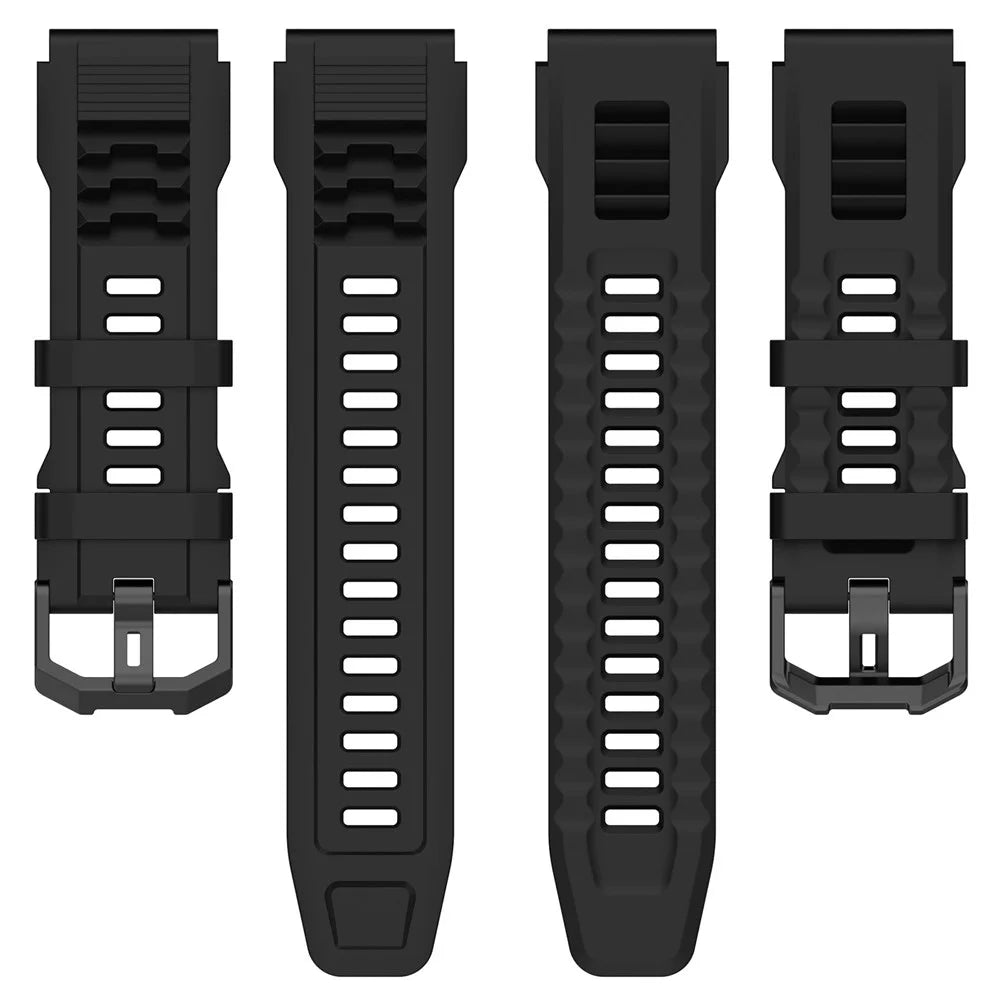 For Huami Amazfit T-rex Ultra A2142 Silicone Watch Strap Adjustable Wrist Band - Black - 5
