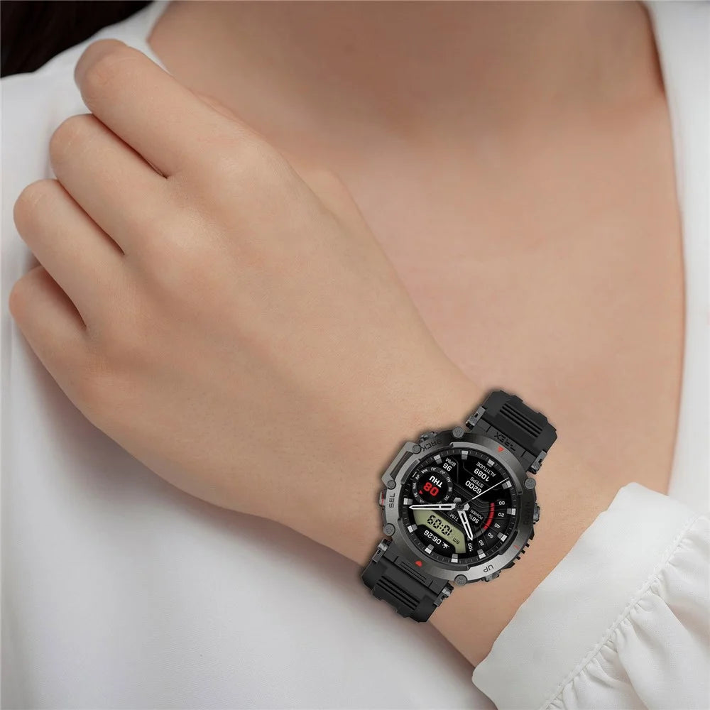 For Huami Amazfit T-rex Ultra A2142 Silicone Watch Strap Adjustable Wrist Band - Black - 7