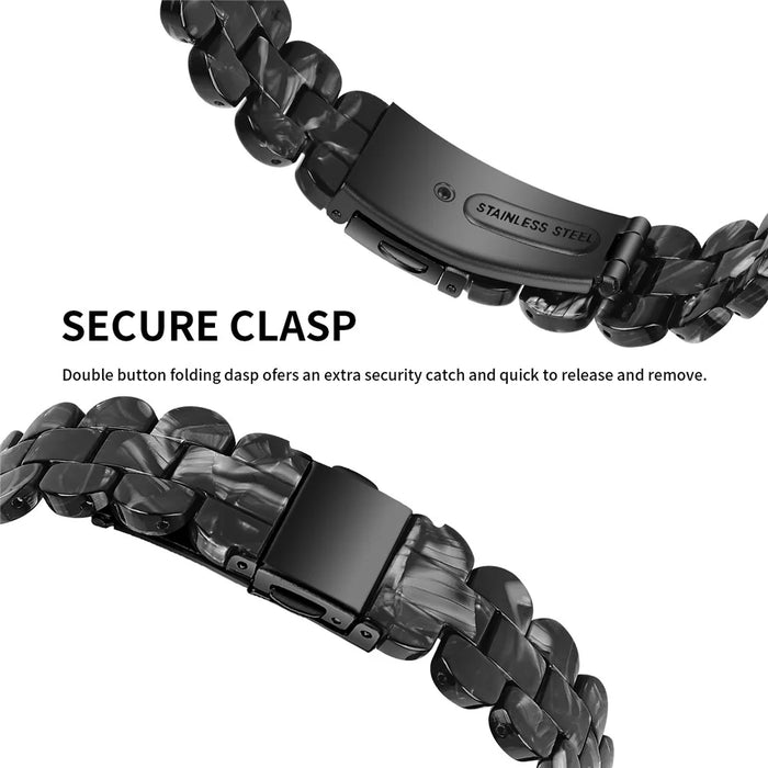 Oval Resin Watch Band for Fitbit Inspire 3 , Stainless Steel Buckle Replacement Strap - Black - 2