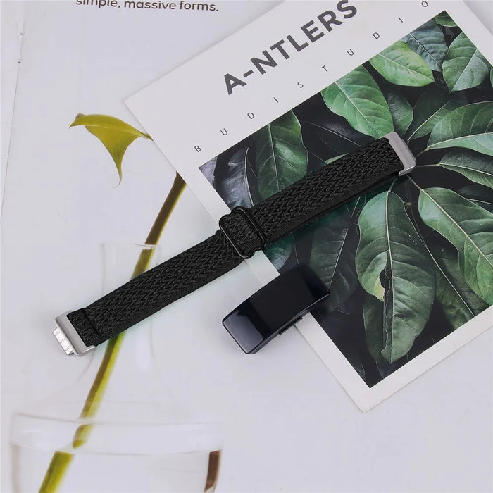 For Fitbit Inspire 3 Wave Shape Woven Nylon Smart Watch Band Replacement Wrist Strap - Black - 5