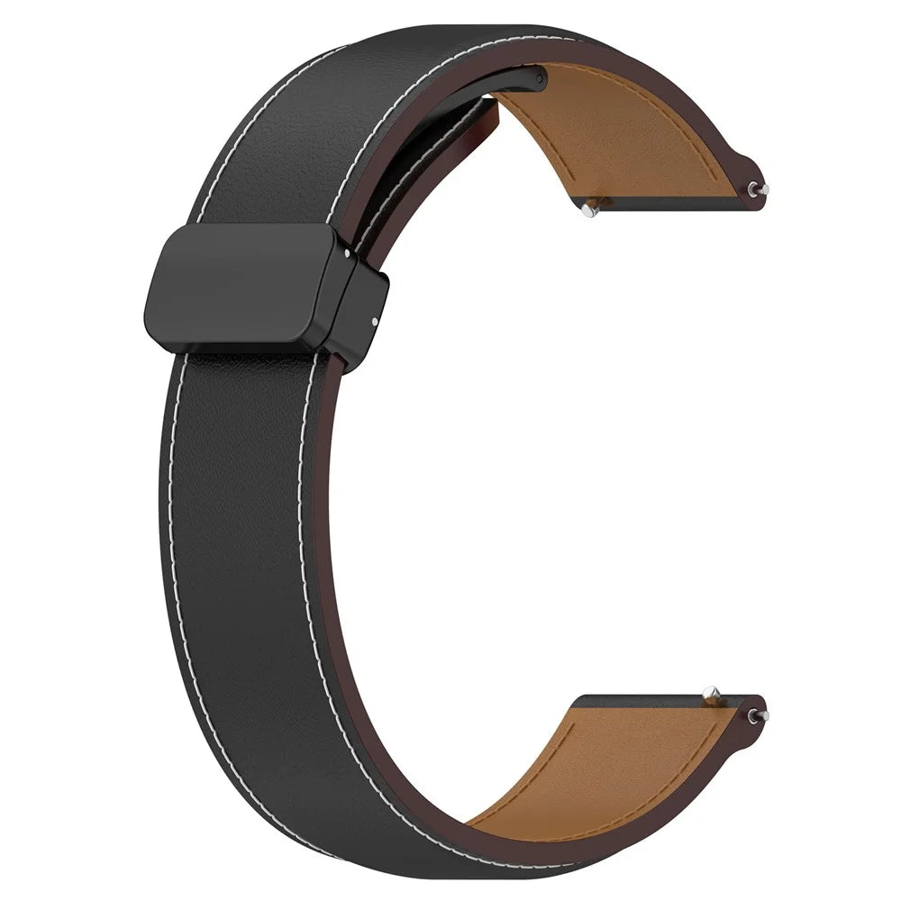 For Huawei Watch Buds / Watch 4 Pro / Watch 3 Pro Genuine Cow Leather Watch Strap 22mm Folding Buckle Wristband - Black - 2