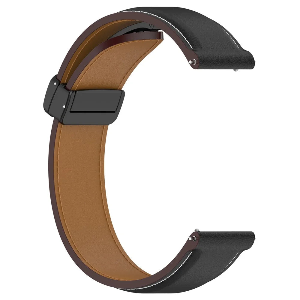 For Huawei Watch Buds / Watch 4 Pro / Watch 3 Pro Genuine Cow Leather Watch Strap 22mm Folding Buckle Wristband - Black - 3