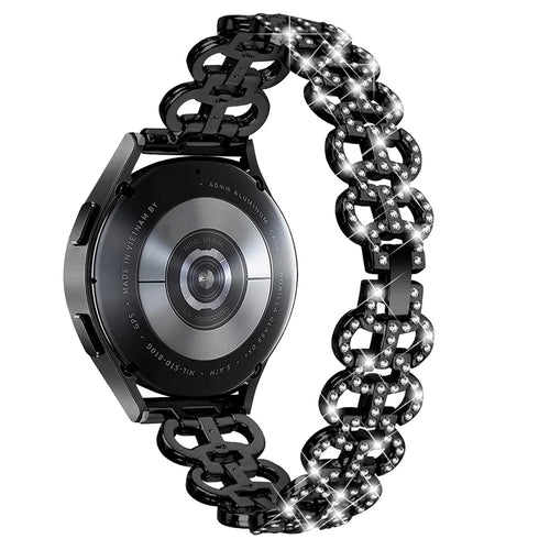 Zinc Alloy Band for Samsung Galaxy Watch4 40mm 44mm / Watch4 Classic 42mm 46mm / Watch 5 40mm 44mm Rhinestone Decor 20mm Watch Strap - Black - 1