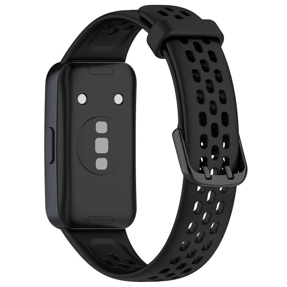 For Huawei Band 8 / Band 8 NFC / Band 9 / Band 9 NFC Watch Band Soft Silicone Breathable Strap Replacement - Black - 1