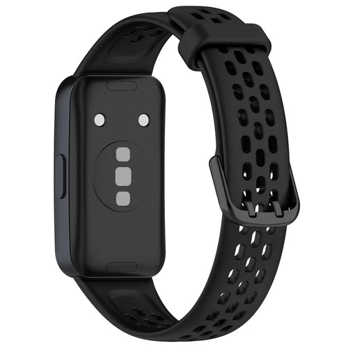 For Huawei Band 8 / Band 8 NFC / Band 9 / Band 9 NFC Watch Band Soft Silicone Breathable Strap Replacement - Black - 1