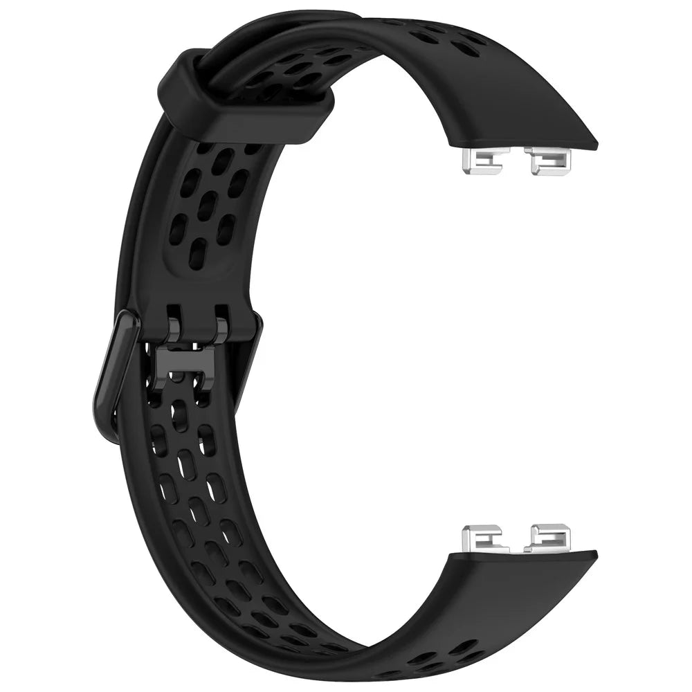 For Huawei Band 8 / Band 8 NFC / Band 9 / Band 9 NFC Watch Band Soft Silicone Breathable Strap Replacement - Black - 3