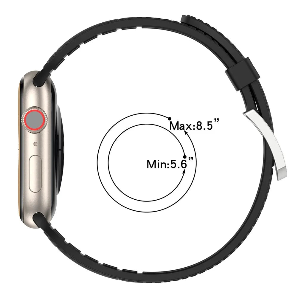 Silicone Watch Band for Apple Watch Series 11 10 42mm / 9 8 7 41mm / SE3 SE2 SE 6 5 4 40mm / 3 2 1 38mm Leather Texture Wrist Strap - Red - 5