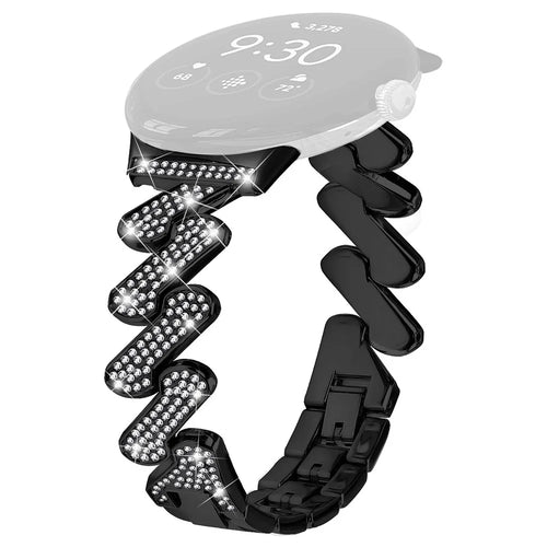 For Google Pixel Watch 4 41mm / Watch 3 41mm / Watch 2 / Watch Zinc Alloy Watch Band Light Luxury Rhinestone Decorated Watch Strap - Black - 1