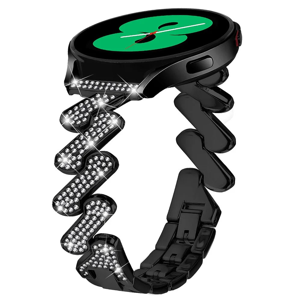 For Huami Amazfit Cheetah 20mm Zinc Alloy Wrist Band Rhinestones Decor Strap with Stainless Steel Buckle - Black - 2