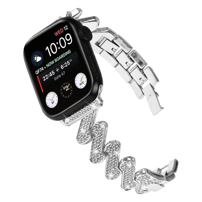 For Fitbit Versa 4 / Sense 2 Rhinestones Decor Watch Band Zinc Alloy Wrist Strap with Stainless Steel Buckle - Silver - 3