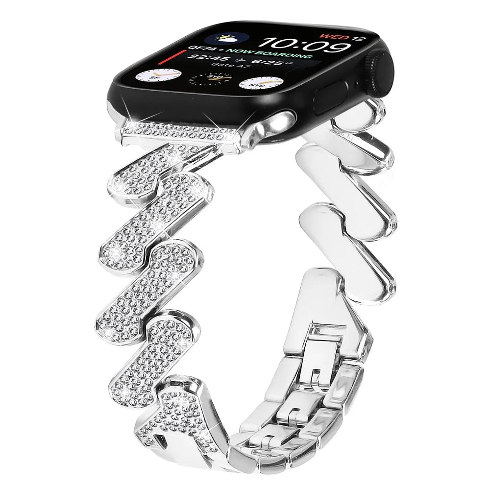 For Fitbit Versa 3 / Fitbit Sense Rhinestone Decorated Watchband Quick Release Zinc Alloy Watch Strap - Silver - 2