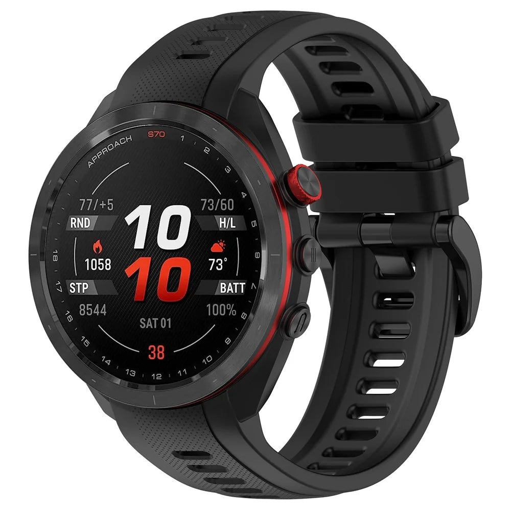 Watch Band for Garmin Approach S70 42mm , Soft Silicone Wristband Strap - Black - 4
