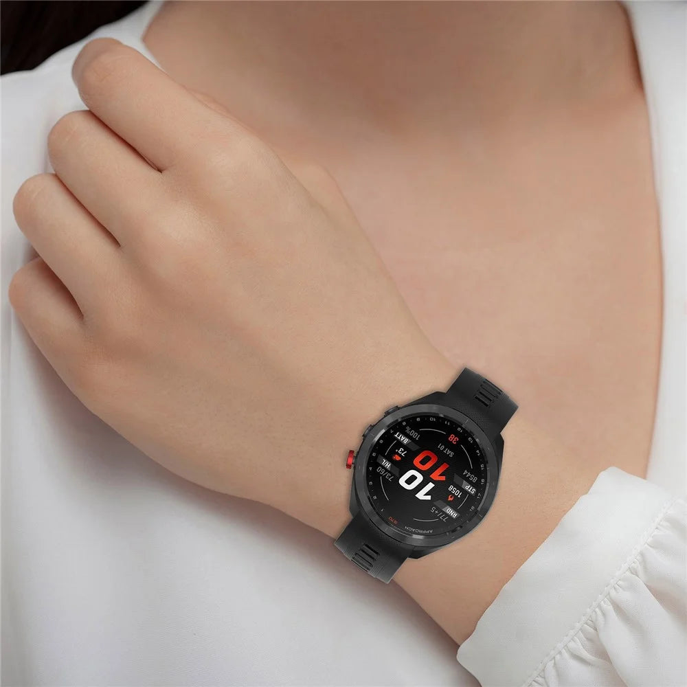 Watch Band for Garmin Approach S70 42mm , Soft Silicone Wristband Strap - Black - 5