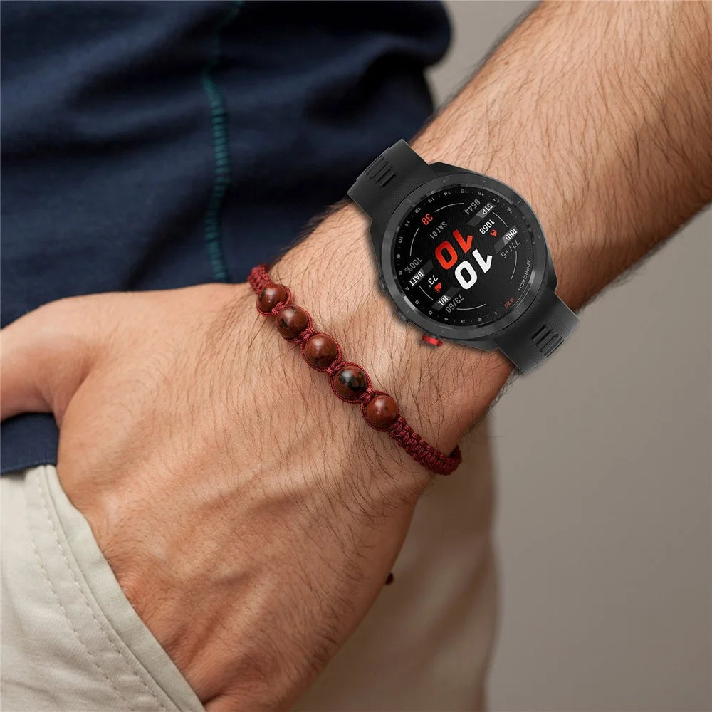 Watch Band for Garmin Approach S70 42mm , Soft Silicone Wristband Strap - Black - 6