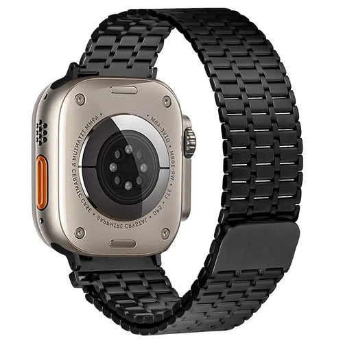 For Apple Watch Ultra 3 2 1 49mm / Series 11 10 46mm / 9 8 7 45mm / SE3 SE2 SE 6 5 4 44mm / 3 2 1 42mm Magnetic Watch Strap Stainless Steel Wristband - Black - 1