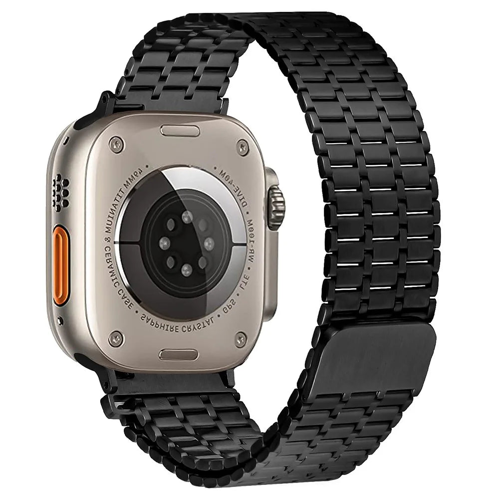 For Apple Watch Ultra 3 2 1 49mm / Series 11 10 46mm / 9 8 7 45mm / SE3 SE2 SE 6 5 4 44mm / 3 2 1 42mm Magnetic Watch Strap Stainless Steel Wristband - Black - 1