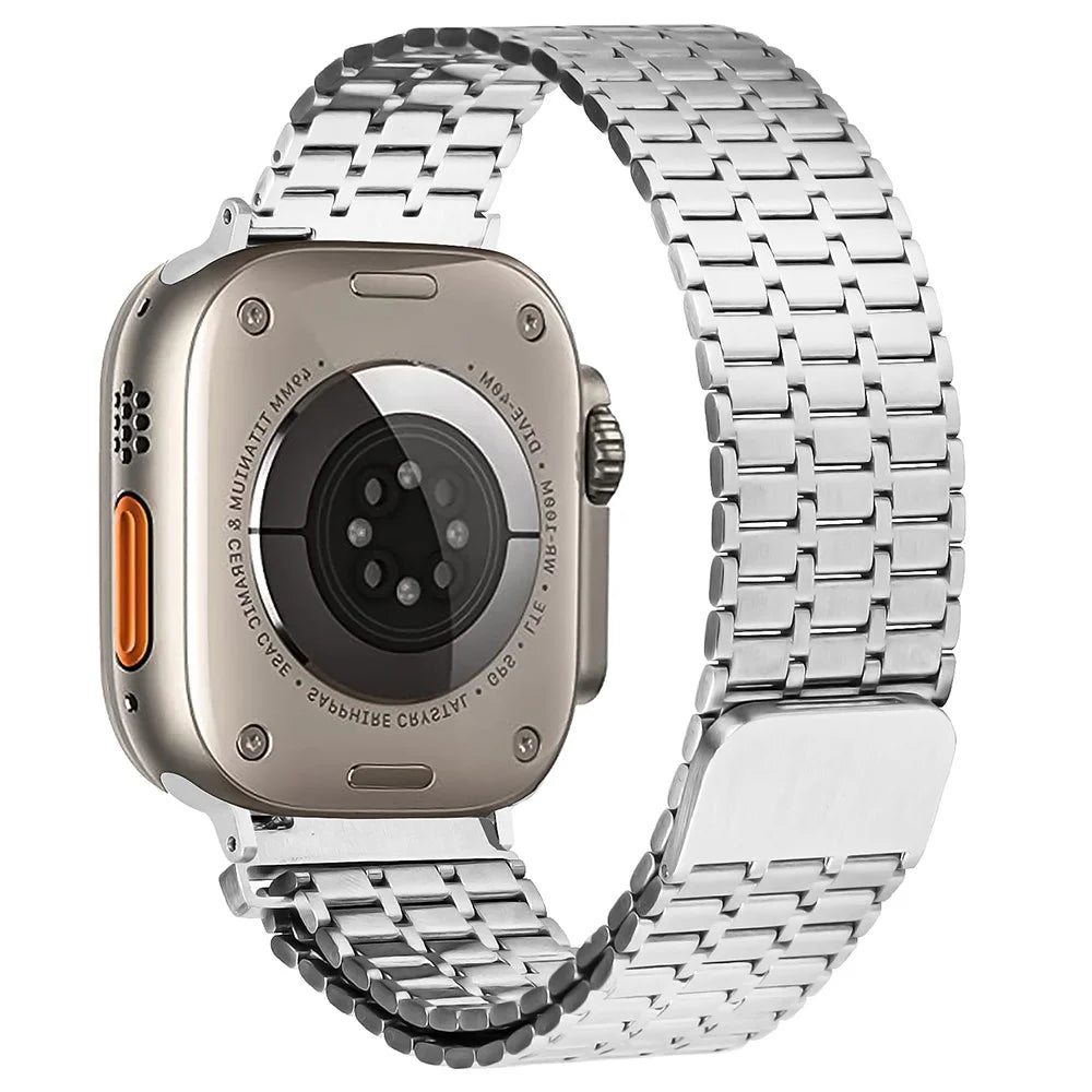 Watch Strap for Apple Watch Series 11 10 42mm / 9 8 7 41mm / SE3 SE2 SE 6 5 4 40mm / 3 2 1 38mm 316L Stainless Steel Watch Band Magnetic Adjustable Strap - Silver - 1