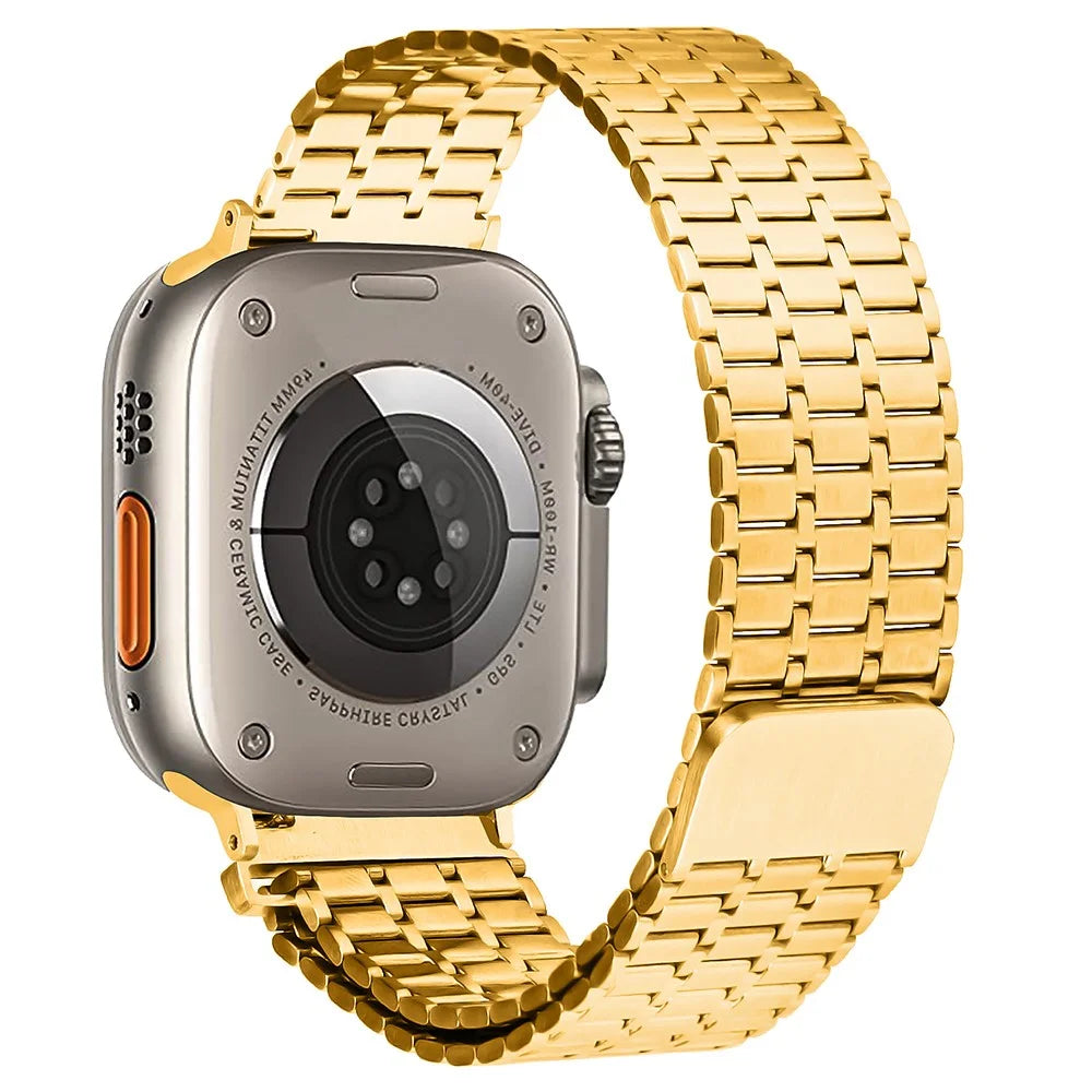 Watch Strap for Apple Watch Series 11 10 42mm / 9 8 7 41mm / SE3 SE2 SE 6 5 4 40mm / 3 2 1 38mm Watch Band 316L Stainless Steel Magnetic Wrist Strap - Gold - 1
